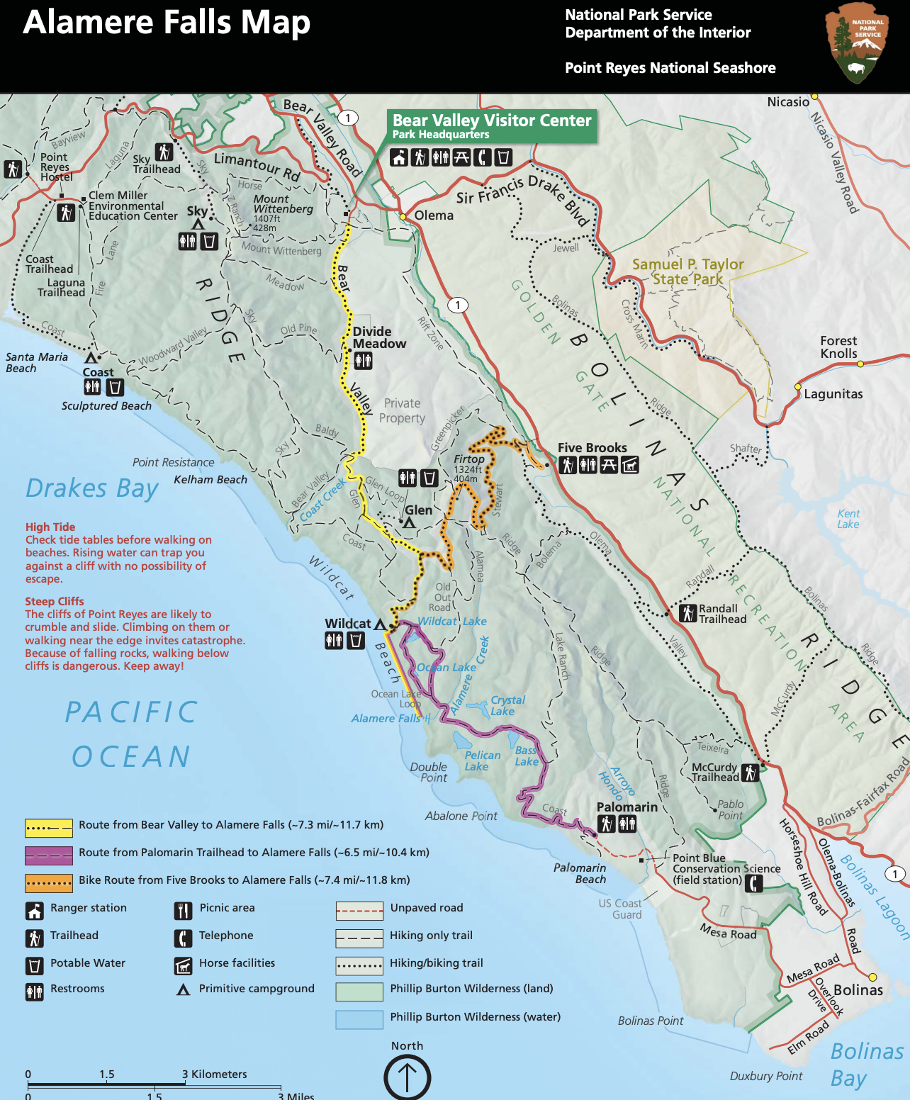 Alamere Falls Trail Map